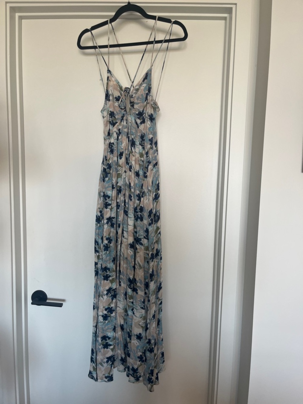 Free People Blue Floral Maxi Dress with Strappy Back